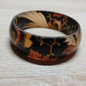 Vintage Resin Patterned Bangle Bracelet Costume Jewelry #22